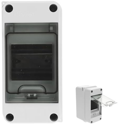 Xiciki 3-Way DIN Rail Enclosure Box, Weatherproof Distribution Box with Transparent Cover, IP65 Waterproof Electrical Box for Indoor Outdoor Power Systems