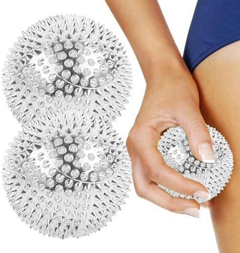 Pallone da massaggio spinoso, massaggiante per punti di agopuntura, 1 paio di palline da schiacciamento con palmi, gambe e piedi di bambini e adulti resistenti e robusti