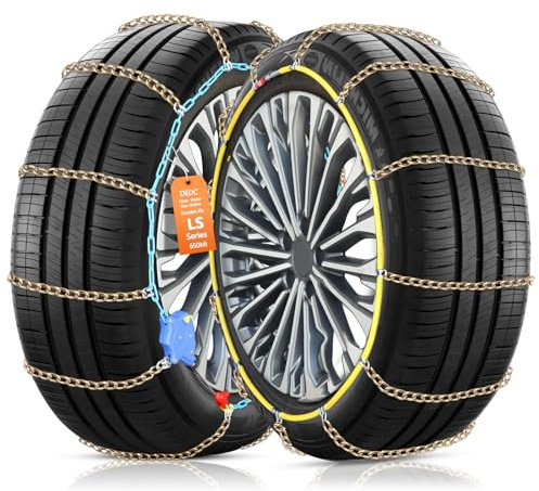 DEDC Auto Lock Snow Tire Chains,50s Quick Easy,Enhanced Manganese Steel Alloy,Endurance Life 650 Mi for Car SUV and Pickup Truck 245 255 265 275 295 315 Set of 2 (LS1619)