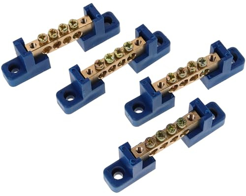WOONEKY 4 pezzi Barra di Messa Terra in Rame con Morsettiera Distribuzione Elettrica Resistente e Facile da Installare per Quadri di Distribuzione e Apparecchiature Industriali