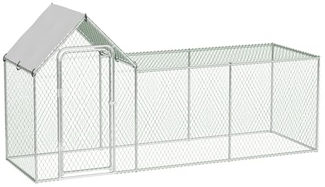 GarveeHome Heavy Duty Large Metal Chicken Coop for Outdoor – Secure Walk-In Poultry Pen with Lockable Door, Waterproof & UV Cover, Ideal Hen House for 6-10 Chickens, Ducks, Rabbits – Backyard Animal