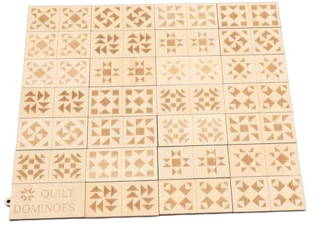 Bnineteenteam Domino-set för Barn, Träquiltblock Dominospel, 28 Bitar Pedagogiskt Pussel för 2-4 Spelare