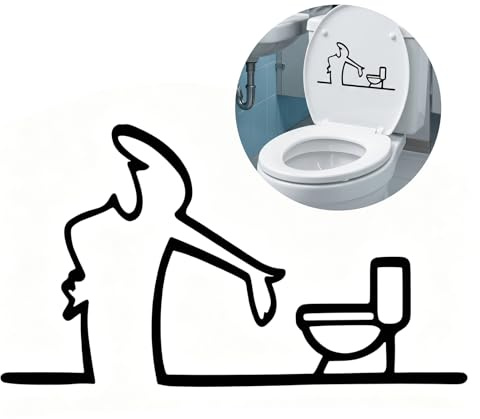JOVYTH Letrero Autoadhesivo para Baño de Estilo Divertido, Pegatina de Etiqueta de Inodoro para Restaurante y Escuela, Cartel de WC para Aseo Público, 15.8 x 8.2 cm