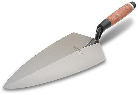 Marshalltown 19l Brick Trowel 11in - Leather Handle, silver