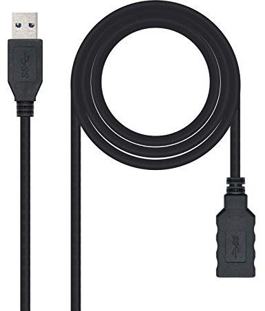 NANOCABLE 10.01.0902-BK - Câble d'extension USB 3.0, mâle-Femelle, Noir, 2mts