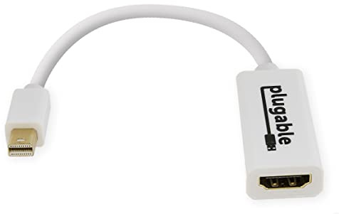 Plugable Mini DisplayPort (Thunderbolt 2) to HDMI Adapter (Supports Mac, Windows, Linux, and Displays up to 4K 3840x2160@30Hz, Passive)