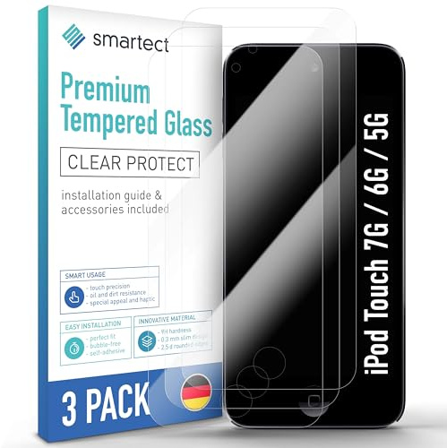 smartect Schutzglas 3 Stück für iPod Touch 7G / 6G / 5G, HD Panzerfolie Anti-Kratzer, Displayschutz 0.3 mm Ultra-klar, 9H Härte, Stoßfest, Blasenfrei