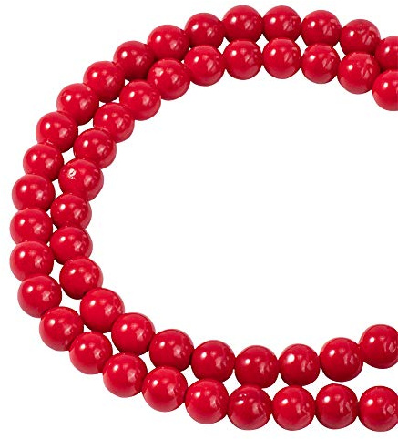 NBEADS 1 Fili 65Pcs/Filo 6 mm di Pietre Preziose Perle di Giada, Perline per Creare Gioielli, Red