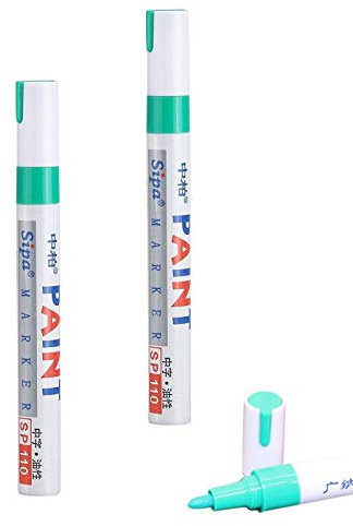 Hallenwerk GRÜN/Green 2X Stück Reifen Stift Reifenmarker Auto, Motorrad, Fahrradreifen Reifenmarkierungsstift Reifenstift Marker Stift Beschriftung wasserfest wetterfest -101934