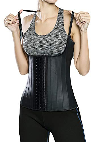 GUOCU Fajas para Mujer Adelgazante Corsé De Abdomen Chaleco Mujer Sin Costura Quema De Grasa Ajustable Recuperación Post-Parto Vientre Cremallera Cinturilla Deportiva Cinturón De Fitness,Negro,XS