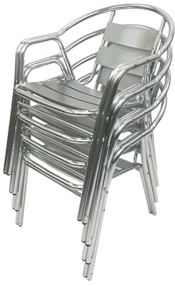 4 x Double Tube Aluminium Garden Chairs, Deluxe Aluminium Chairs, Bistro Chair, Cafe Chair x4