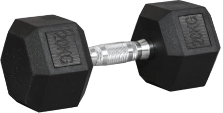 HOMCOM 12,5/15/20/25 Kg Haltère Courte Poids Hexagonale Noir | Haltères Musculation, Entraînement Musculaire, Haltérophilie, Métal Caoutchouc, Fitness pour Homme Femme