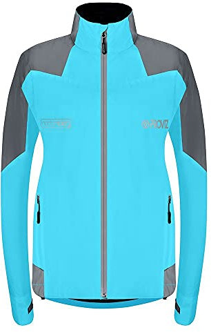 Proviz Women's Nightrider Reflective Waterproof Cycling Jacket Hi Visibility Breathable Cycling Coat, Light Blue, UK10 / US6