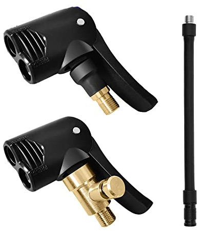 LbsAMP Reifenfüller Schlauch mit 2 Stück Messing Amerikanisches und Französisches Standard-Reifenventil Hebelstecker Air Chuck Reifenfüllschlauch Autoventil Adapter für Auto Fahrrad Motorrad