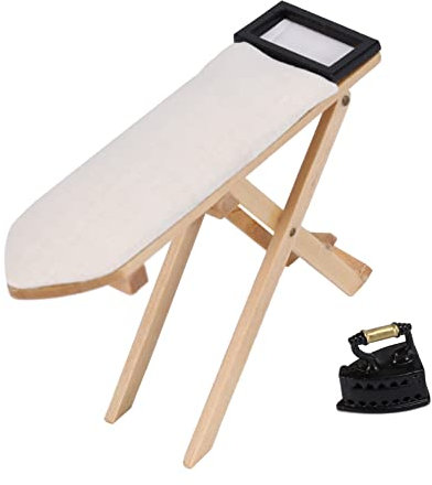 Jufjsfy Cute scale 1: 12 miniature iron with ironing board set included