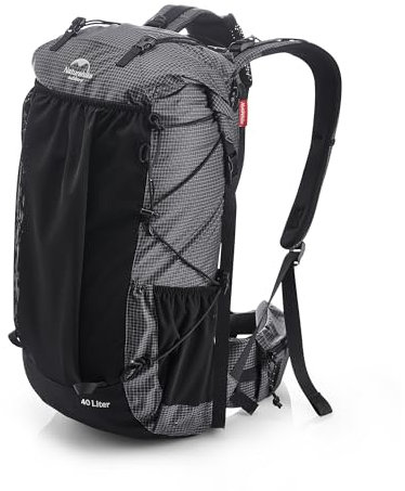 Naturehike Rock 40+5L Interner Rahmen Wanderrucksack für Outdoor Camping Reisen Backpacking Rucksack (Schwarz 40+5L)