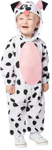 Amscan Unisex World Book Day Dalmatiner Junior Jumpsuit med huva bebisar maskeraddräkt