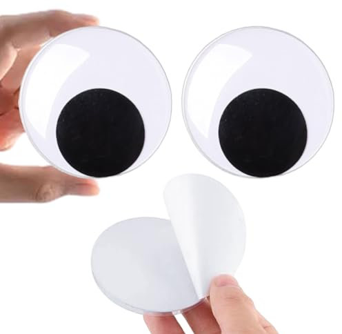 2 Stück Große Selbstklebend Wackelaugen, 80mm Runde Wiggle Googly Augen, Riesige Googly-Augen Wackelaugen Selbstklebend Groß Augen für DIY Dekorationen(3.15 Zoll)