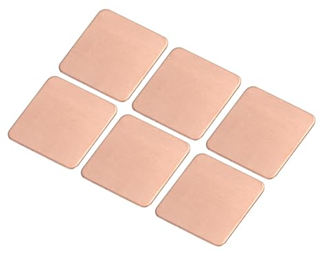 sourcing map Heatsink Copper Sheet Shim 15mm x 15mm x 0.5mm Thermal Conductive Heat Sink for Electronic Chip Cooling Pack of 6