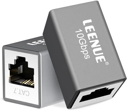 LEENUE Netzwerkkabel Verbinder Cat 7, 10Gbps/600MHZ, Vergoldet RJ45 Kupplung für LAN Kabel, Netzwerkkabel, Patchkabel, Geschirmt Netzwerk Verbinder für Cat7 Cat6A Cat6 Cat5e Cat5, Silbergrau, 2 Stück