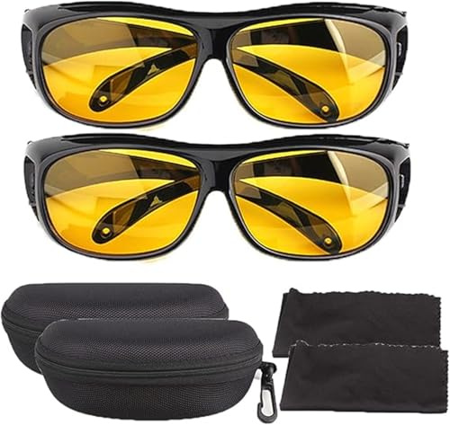 Aderpmin Shirem Nightglo Lunettes, Lunettes Shirem Nightglow, Lunettes de conduite de nuit à vision pro, Lunettes de vision pro de nuit, Lunettes anti-éblouissement polarisées pour la nuit, 2 pièces.