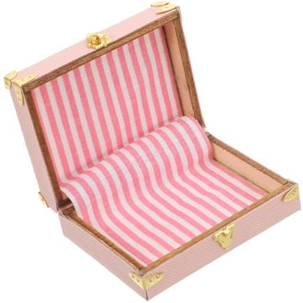 Alipis Modell mit Puppenhaus Zubehör Puppenhaus Schlafzimmer Zubehör Vintage Puppenhaus Dekor Mini-Koffer-Spielzeug viktorianische puppenhausmöbel PU-Leder Rosa