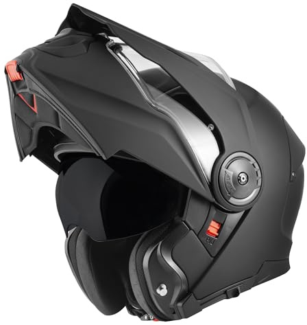 Bogotto FG-102 Casque Rabattable en Fibre de Verre Enduro, Noir Mat, L