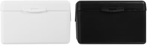 Levemolo Lot de 2 Boîtes à Cartes de Visite en Plastique Robuste Boîte de Rangement Multifonction pour Fiches et Notes Couleurs Blanc et Noir Organiseur de Bureau Pratique et Empilable