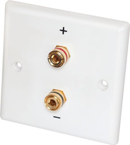2 Stück - Dynavox Lautsprecher-Wand-Anschlußblende weiß / 2 x Bananen-Kupplung