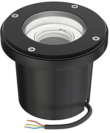 ledscom.de Bodeneinbauleuchte BOFU für außen, IP67, schwenkbar, schwarz, rund, 150mm Ø, 1x GU10 max. 15W