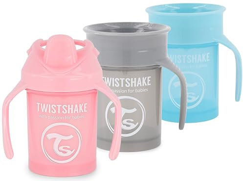 Twistshake Kinder Trinkbecher-Set – 3-teilig | 2x Becher 360-1x Minibecher | Auslaufsicherer Kleinkindbecher | Trinkbecher-Set für Kinder | Kinder-Trainingsbecher | BPA-frei | 4m+ | Rosa Blau