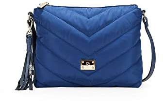 BOSANOVA Bolso pequeño Tipo Bandolera con asa Regulable confeccionado en Nylon con Costuras y Efecto Acolchado Cierre con Cremallera y Bolsillos Interiores. Azul U