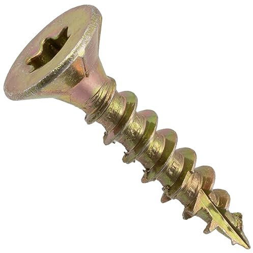 AERZETIX - C69088 - Lot de 100 Vis à bois Ø4x20 mm à tête fraisée - à empreinte étoile Т20 - en acier zingué - menuiserie contreplaqué aggloméré mélaminé terrasse panneaux chevrons bastaings