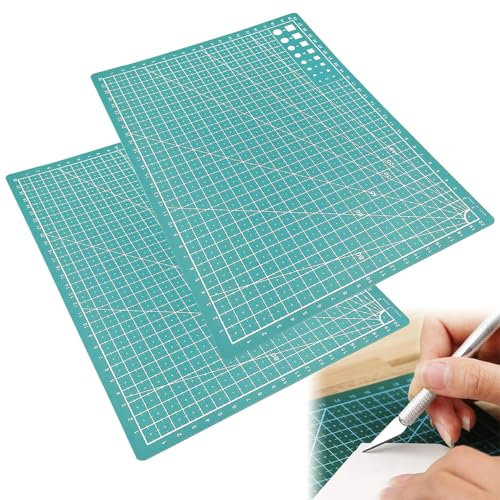 Base de Corte A4,2 Pcs Tapete de Corte Autocicatrizante Alfombrilla de Corte Autocurativa Tabla de Corte A4 Cutting Mat Estera para corte con Cuadrícula y Marcas