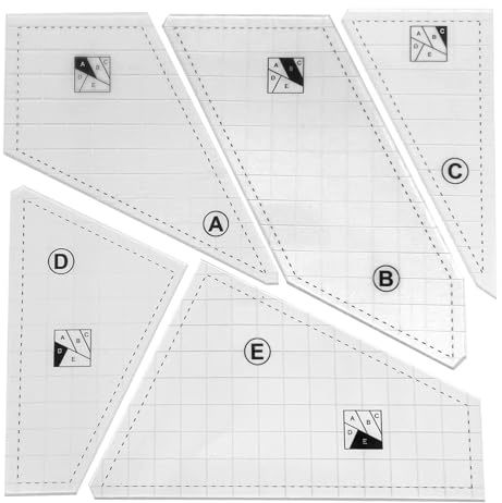 Juego de 5 reglas de acolchado, plantilla creativa de acrílico para patrones de corte, suministros perfectos para máquina de coser (A-E)