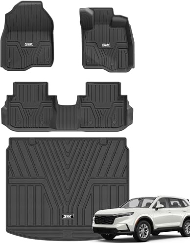 3W Floor Mats & Boot liner Fit for Honda CR-V 2023-2026, All Weather Dog Friendly TPE Car Mats, Waterproof Anti-Slip Easy to Clean Heavy Duty Rubber Floor Liner Trunk Mats CRV Accessories