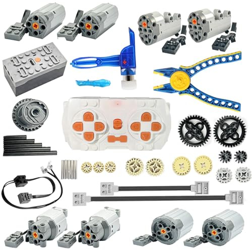 37 PCS Motorized Building Set - Advanced Construction Kit with Gears,Rechargeable Battery Box Remote Control Reinforced Axles, and Remote Control