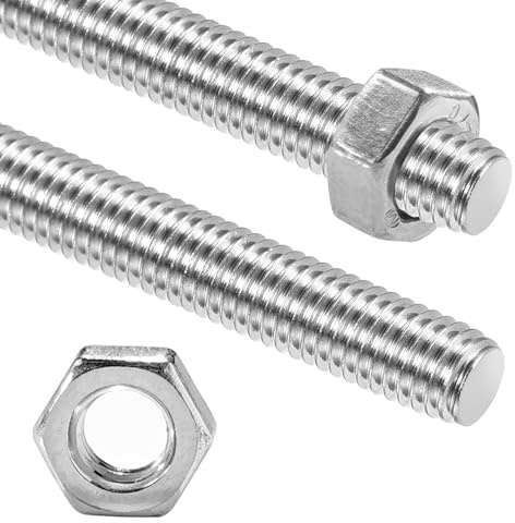 2 Pack 3/8 -16 Stainless Steel Fully All Threaded Rod Studs,10 Length Long, Right Hand Threads (3/8 -16)