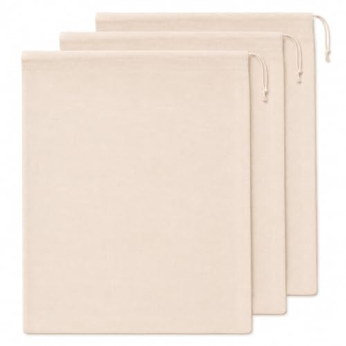 3PCS Reusable Cotton Muslin Straining Bag 30×40cm, Fine Mesh Muslin Cloths for Cooking and Filtration, Cheese Cloths for Straining Nut Milk, Juice, Yogurt, Cold Brew, Home Brewing