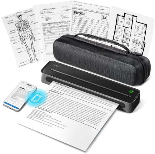 ETIKEZ D90E Inkless Portable Thermal Printer with Case – 8.5 x 11, Black
