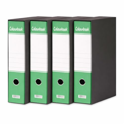 Colourbook Set 4 Registratori con Custodia e Meccanismo a Leva, Raccoglitore Archivio Professionale Dorso 8 cm, Formato A4 Protocollo, Colore Verde