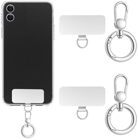 Apojgitn 2 uppsättningar mobiltelefonkedja hållare universaldynor metall mobiltelefonhållare mobiltelefonkedja dynor med metallring 360° vridbar mobiltelefon bärband patch mobiltelefon snodd kuddar