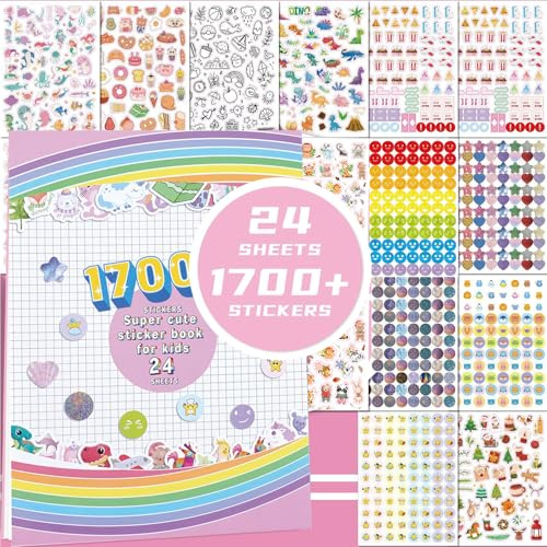 Goiern Set de Pegatinas de recompensa 24 Hojas más de 1700 Pegatinas con caritas sonrientes para Profesores, Autoadhesivas, Coloridas para Profesores y Padres, decoración para álbumes de Recortes