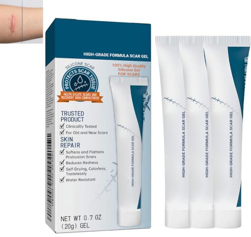 Gel Reductor de Cicatrices,Crema para Cicatrices,Atenúa Marcas y Uniforma el Tono Cutáneo, Formula que Suaviza Queratinas y Disminuye Pigmentación de Tejidos,20G*3PC