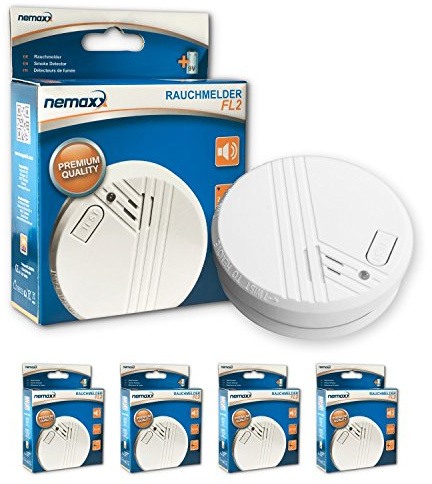 Nemaxx FL2 - Detector de Humos (Conforme a la Norma EN 14604), 10 Unidades, tecnología fotoeléctrica Sensible, 4FL2