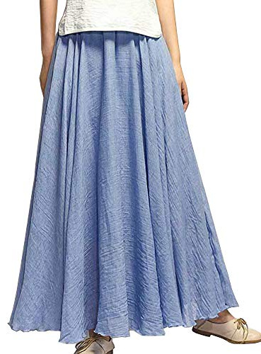 Maxi Gonne Donna Elegante Vita Elastica Solida Colore A-Line Lungo Gonna