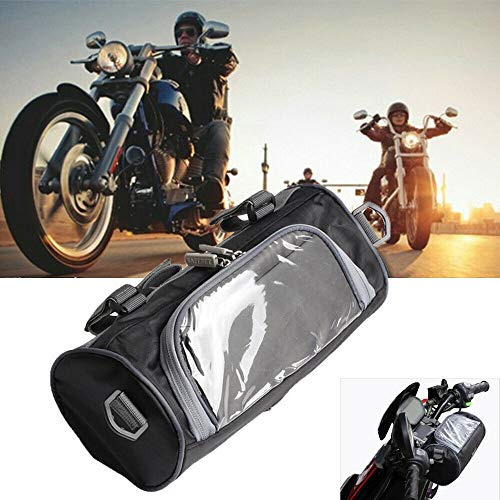 Krtopo Bolsa para manillar de motocicleta, bolsa de almacenamiento impermeable de gran capacidad para pantalla táctil con correa de hombro extraíble para manillar delantero de motocicleta, 2,5 L