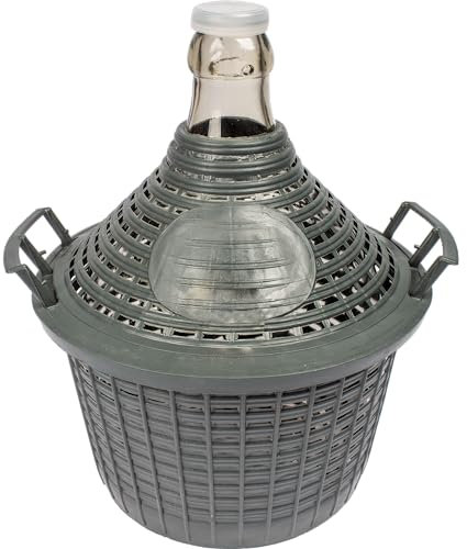 lilawelt24 Weinballon mit Korb Glasballon Gäreimer Gärballon Gärbehälter (Weinballon 5L)