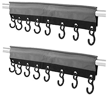 MULTIBROS 2-pack camping krokstång med 8 krokar | 58 cm upphängningssystem med keder- och kardborrfäste | Perfekt för förtält, husvagnar och campingtillbehör