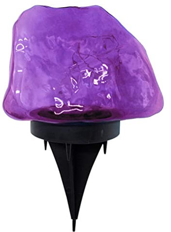 YARNOW 1stk Rasenlampe Solarlicht Im Freien Solar-ziegellichter Gartenbeleuchtung Lichter Pfähle Solar-landschaftsleuchten Gartenskulptur Stein Außenleuchten Violett Draussen Plastik